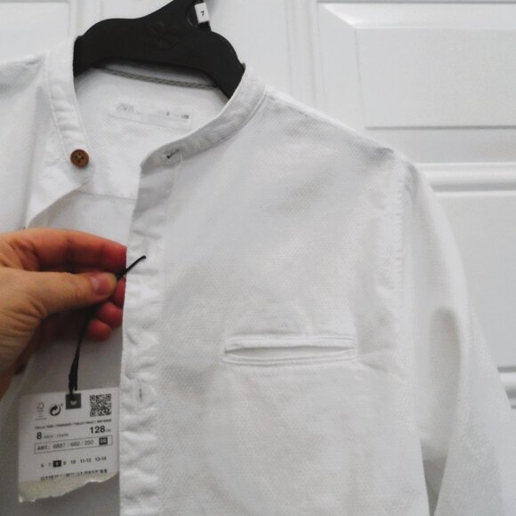 Zara Boys Button Down Shirt Size 8 Years White Cotton Formal  Casual- NWT - Picture 10 of 10
